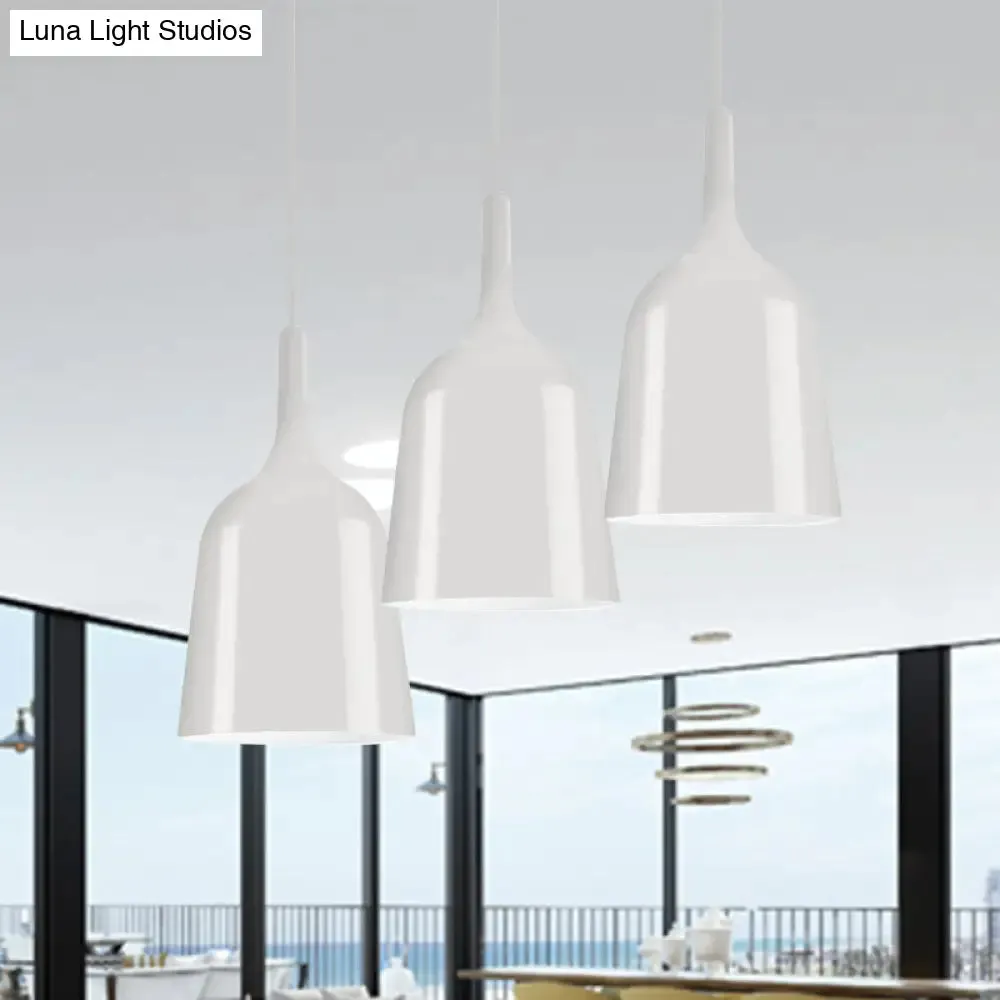 Modern Metal Bell Pendant Light - 6"/8"/10.5" Wide - 1 Light - Black/White/Chrome - Hanging Ceiling Lamp
