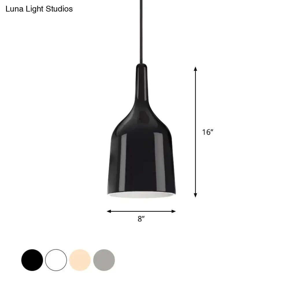 Modern Metal Bell Pendant Light - 6"/8"/10.5" Wide - 1 Light - Black/White/Chrome - Hanging Ceiling Lamp