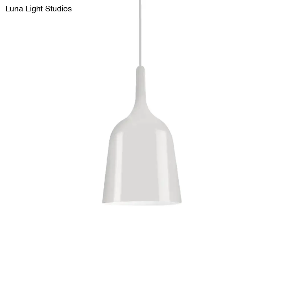Modern Metal Bell Pendant Light - 6"/8"/10.5" Wide - 1 Light - Black/White/Chrome - Hanging Ceiling Lamp