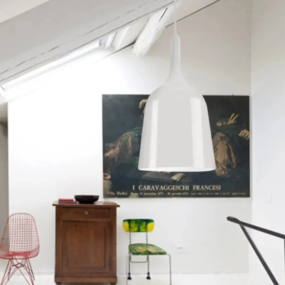 Modern Metal Bell Pendant Light - 6"/8"/10.5" Wide - 1 Light - Black/White/Chrome - Hanging Ceiling Lamp