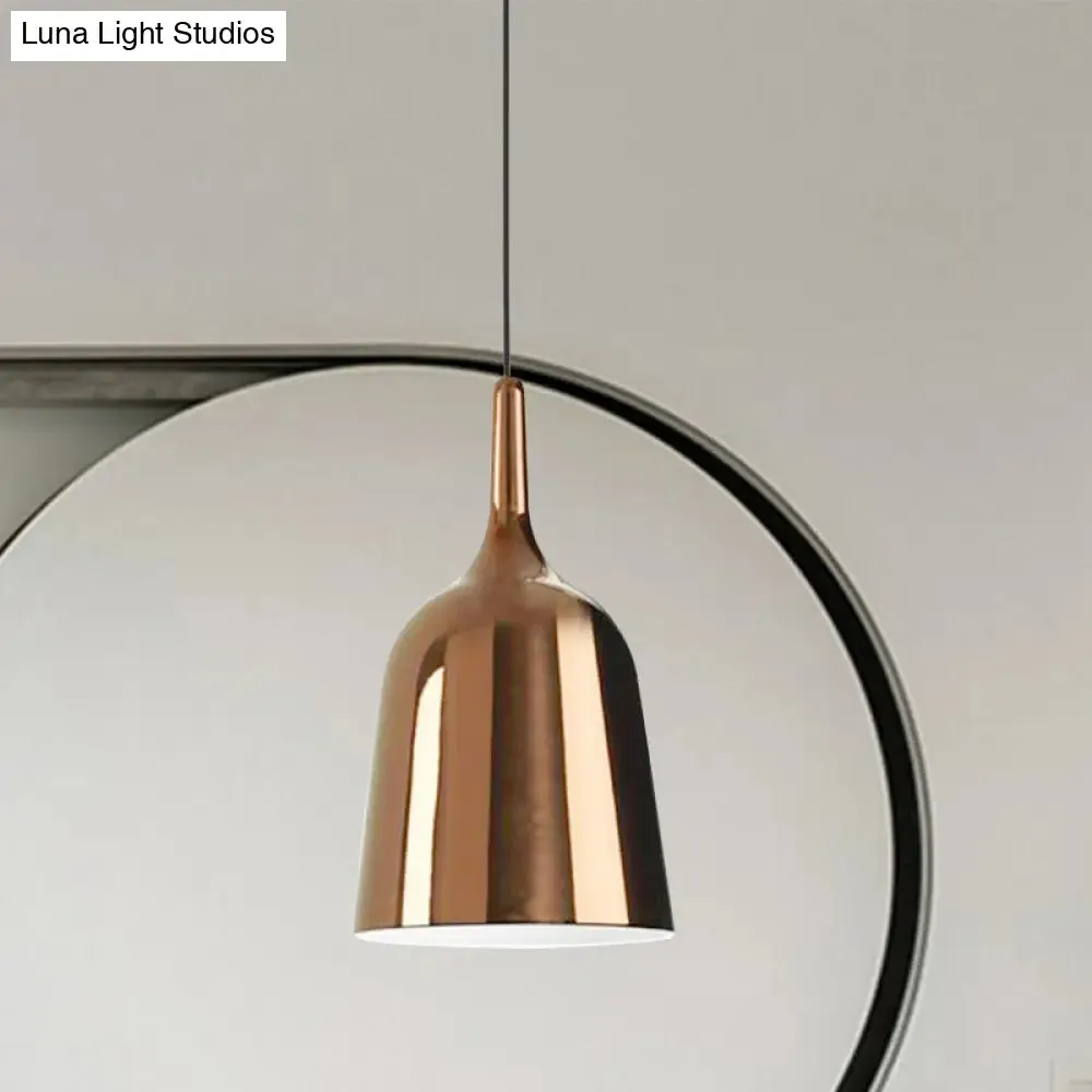 Modern Metal Bell Pendant Light - 6"/8"/10.5" Wide - 1 Light - Black/White/Chrome - Hanging Ceiling Lamp