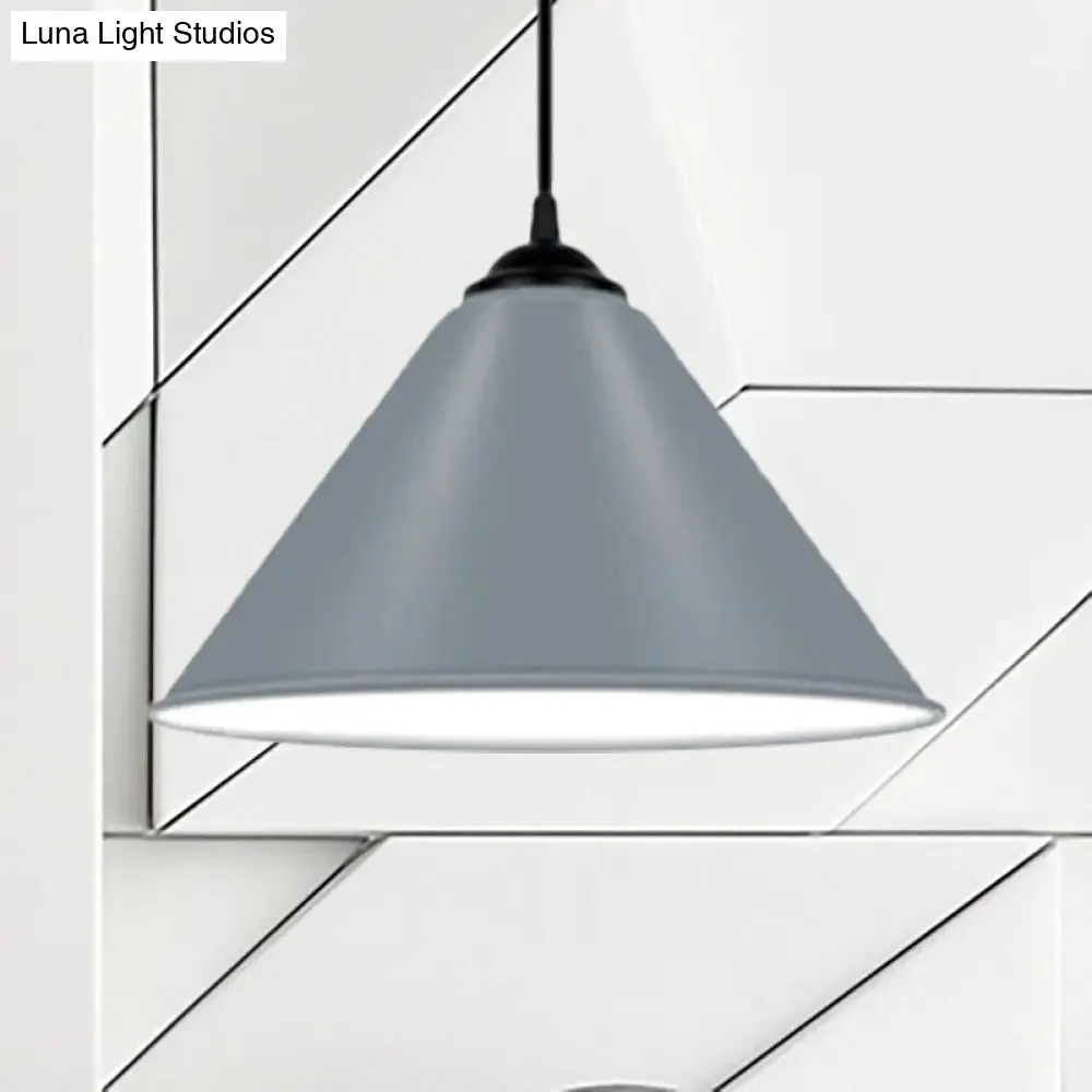 Modern Metal Cone Hanging Light, 1-Light Pink/Yellow/Green Pendant Light, 12"/14"/16" Dia