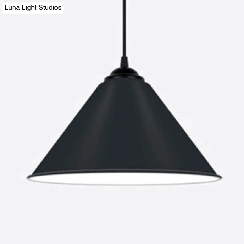 Modern Metal Cone Hanging Light, 1-Light Pink/Yellow/Green Pendant Light, 12"/14"/16" Dia