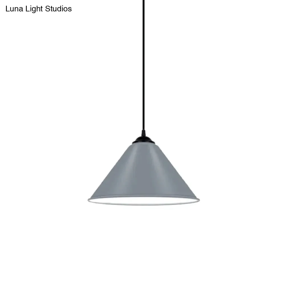 Modern Metal Cone Hanging Light, 1-Light Pink/Yellow/Green Pendant Light, 12"/14"/16" Dia