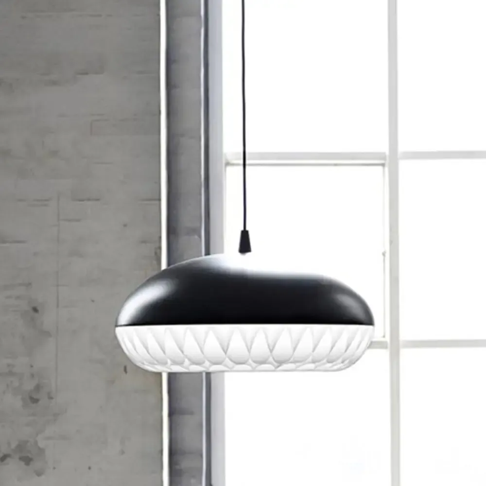 Modern Metal Dome Pendant Light - White/Black Down Lighting for Restaurants