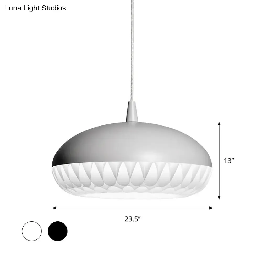 Modern Metal Dome Pendant Light - White/Black Down Lighting for Restaurants