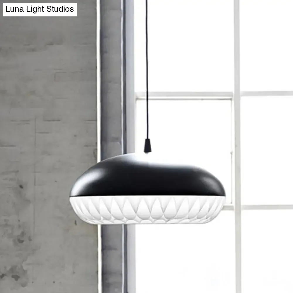 Modern Metal Dome Pendant Light - White/Black Down Lighting for Restaurants