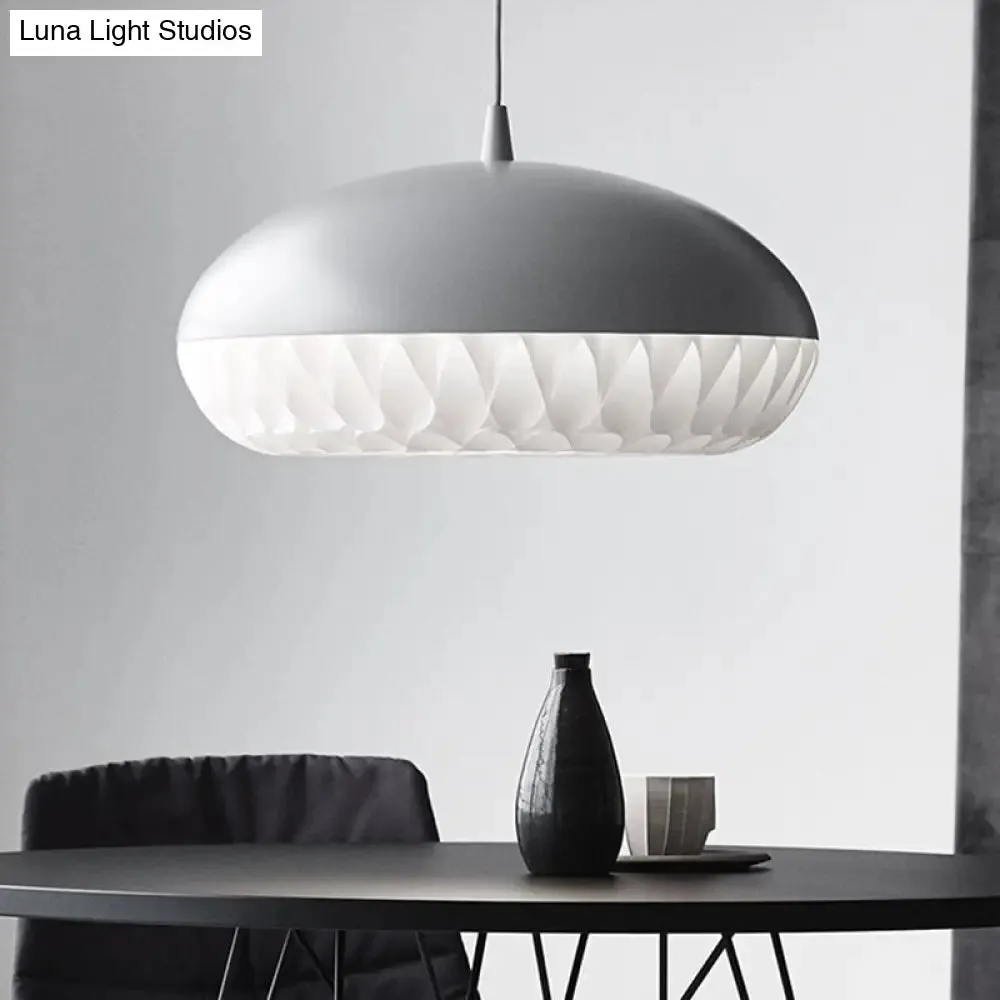 Modern Metal Dome Pendant Light - White/Black Down Lighting for Restaurants