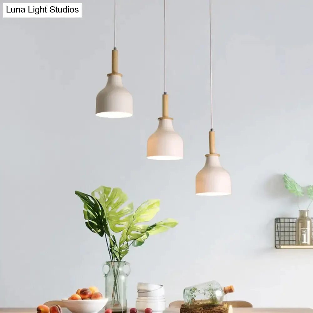 Modern Nordic Urn Cluster Pendant with 3 Head Iron Hanging Light - White/Black Finish