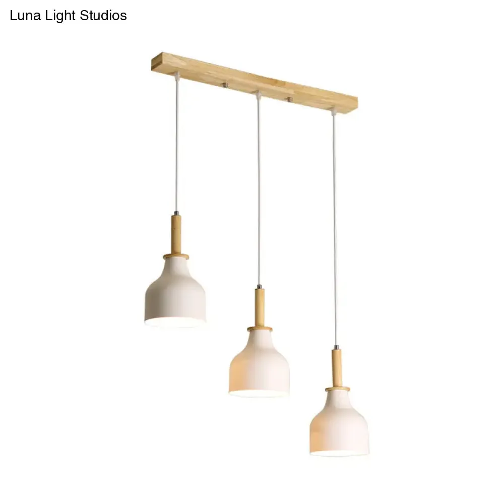 Modern Nordic Urn Cluster Pendant with 3 Head Iron Hanging Light - White/Black Finish