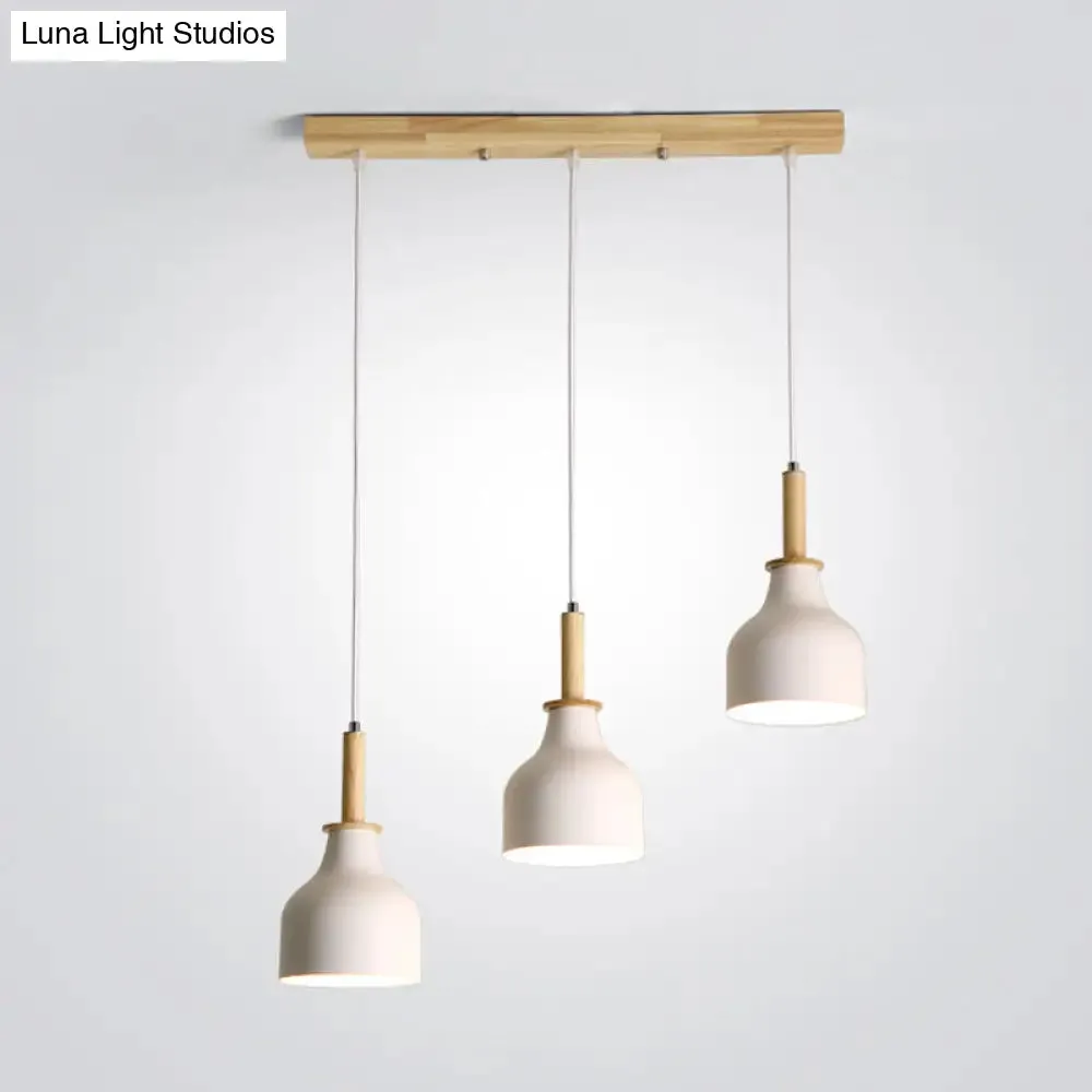 Modern Nordic Urn Cluster Pendant with 3 Head Iron Hanging Light - White/Black Finish