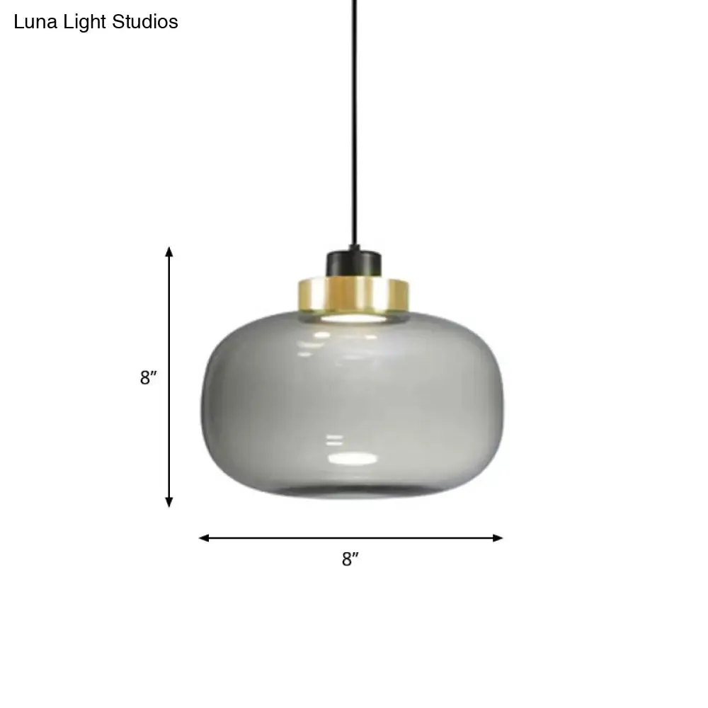 Modern Smoke Grey Glass Ellipse Pendant Light for Living Room with Adjustable Warm/White/Natural Lighting