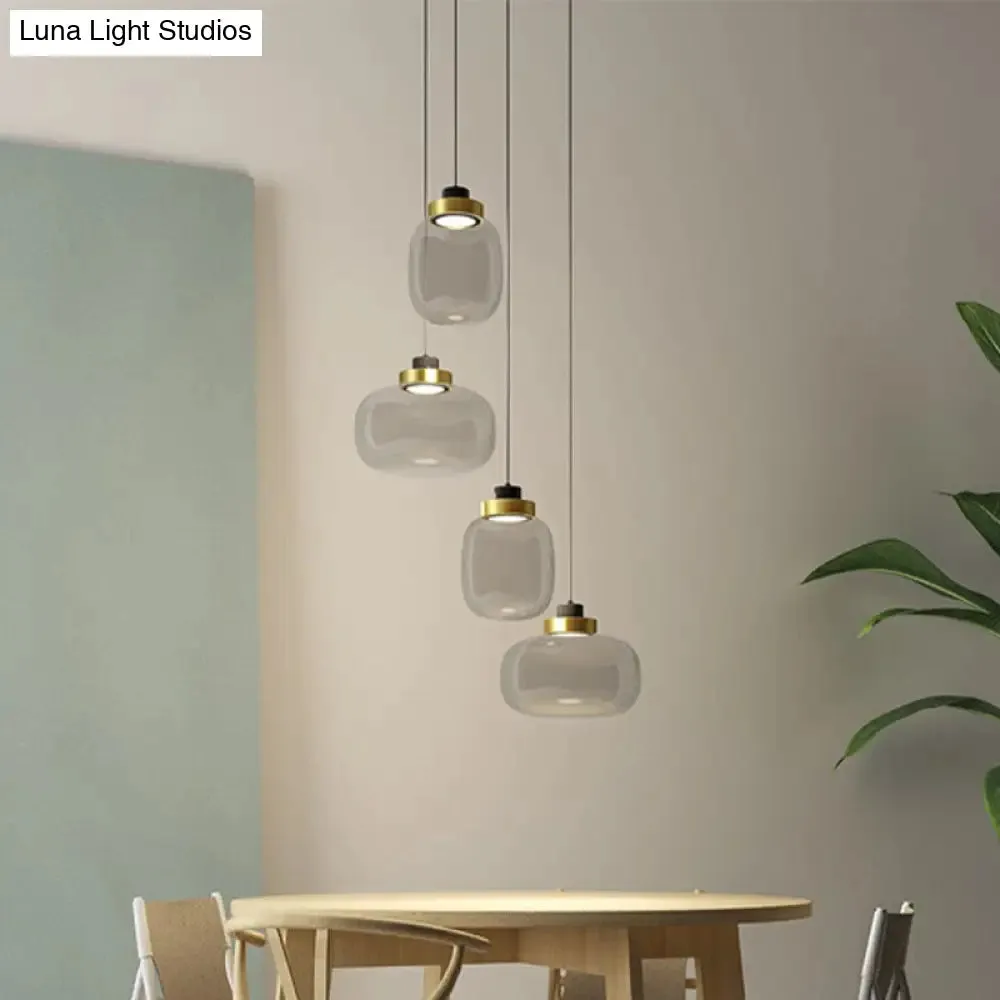 Modern Smoke Grey Glass Ellipse Pendant Light for Living Room with Adjustable Warm/White/Natural Lighting