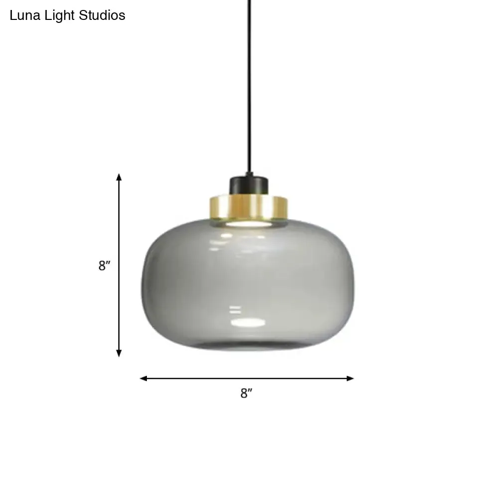 Modern Smoke Grey Glass Ellipse Pendant Light for Living Room with Adjustable Warm/White/Natural Lighting