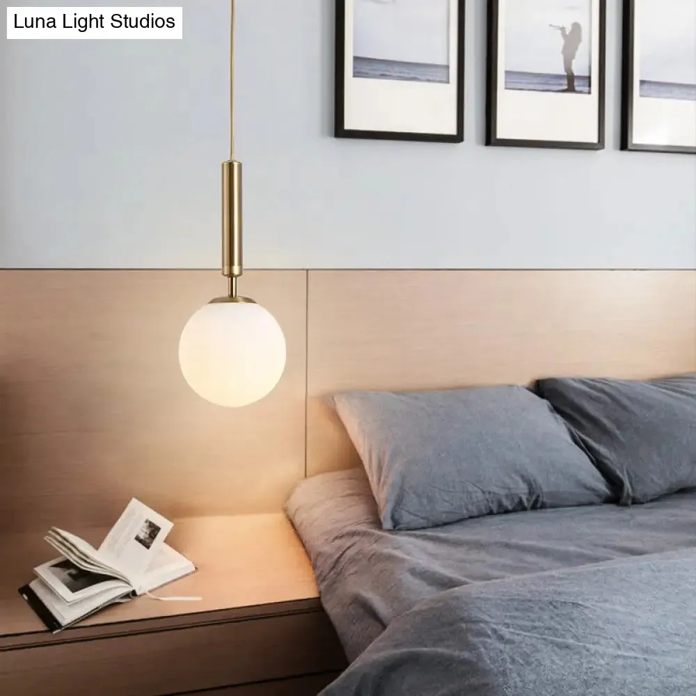 Modern white Hanging Glass Pendant  Lamp for Bedroom