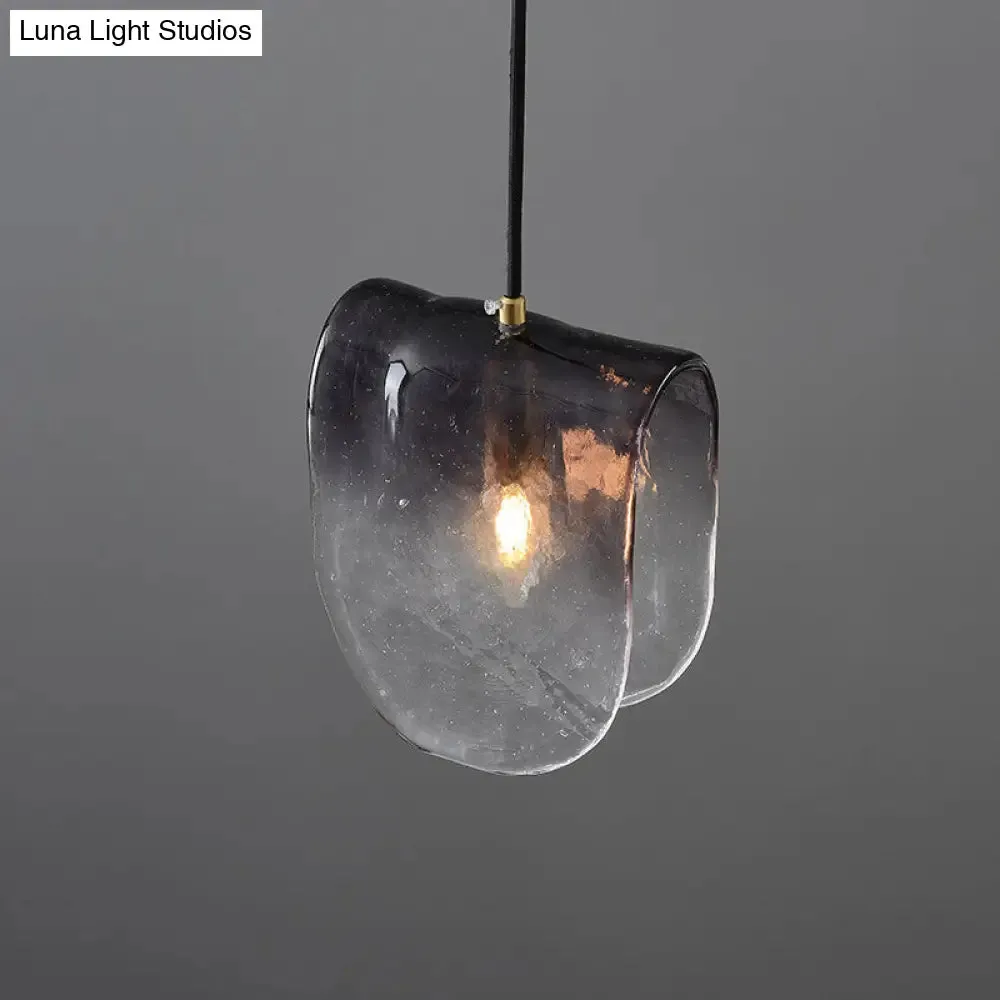 Modernist Brass Pendant Lighting with Curve Water Glass Ceiling Light - Ideal for Restaurants