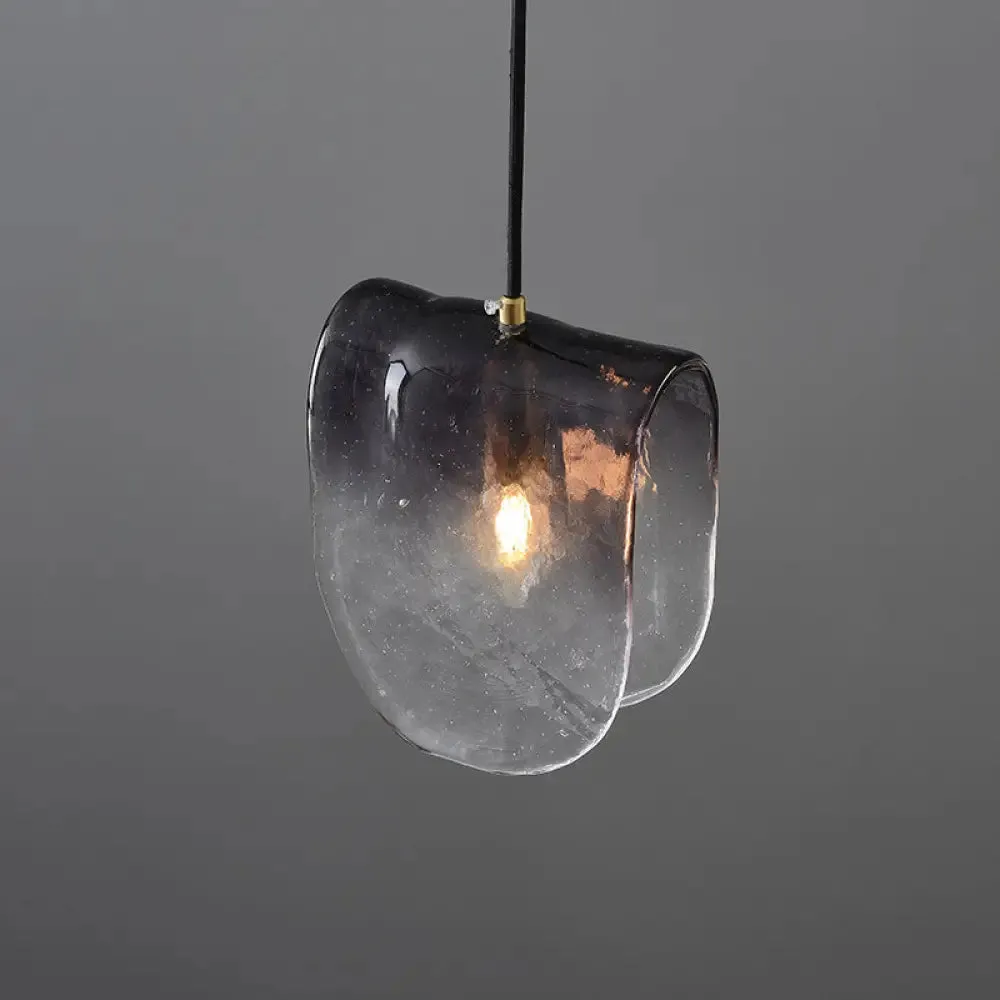Modernist Brass Pendant Lighting with Curve Water Glass Ceiling Light - Ideal for Restaurants