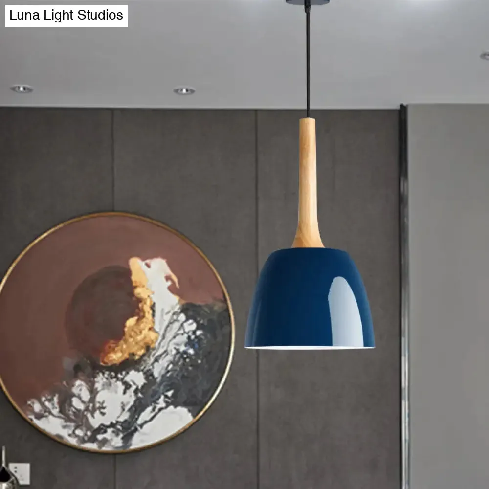 Modernist Metal Pendant Ceiling Light - Yellow/Blue/Green Domed Design - Perfect for Dining Room