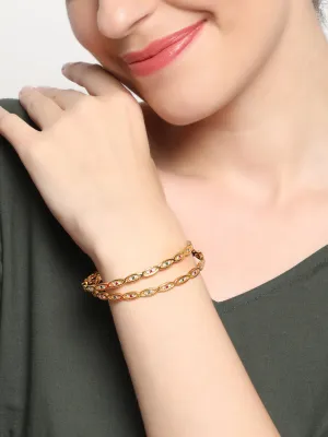 Multi-Color Gold Plated Set Of 2 Bangle Set