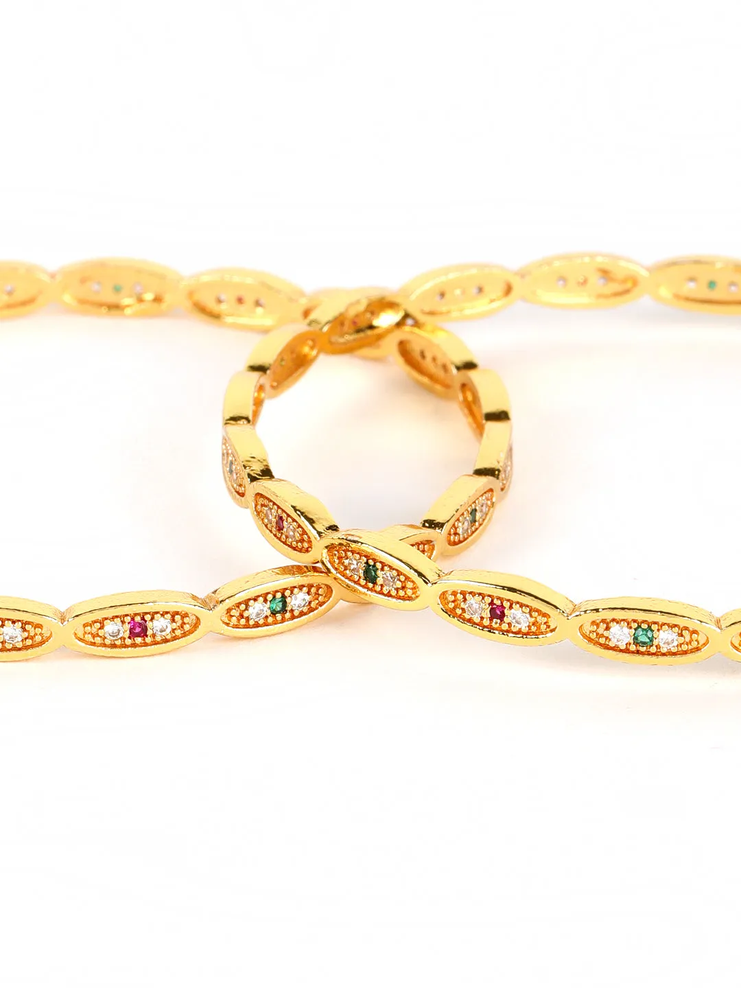 Multi-Color Gold Plated Set Of 2 Bangle Set