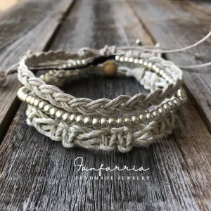 Natural Anklet Bracelet Hemp Set of 3 Bohemian WS001969