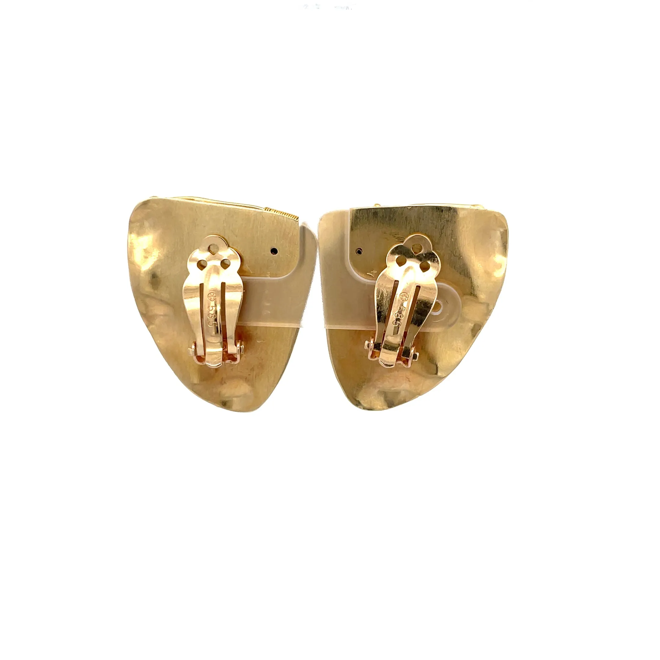 Natural Boulder Opal Clip-On Earrings 14K Yellow Gold
