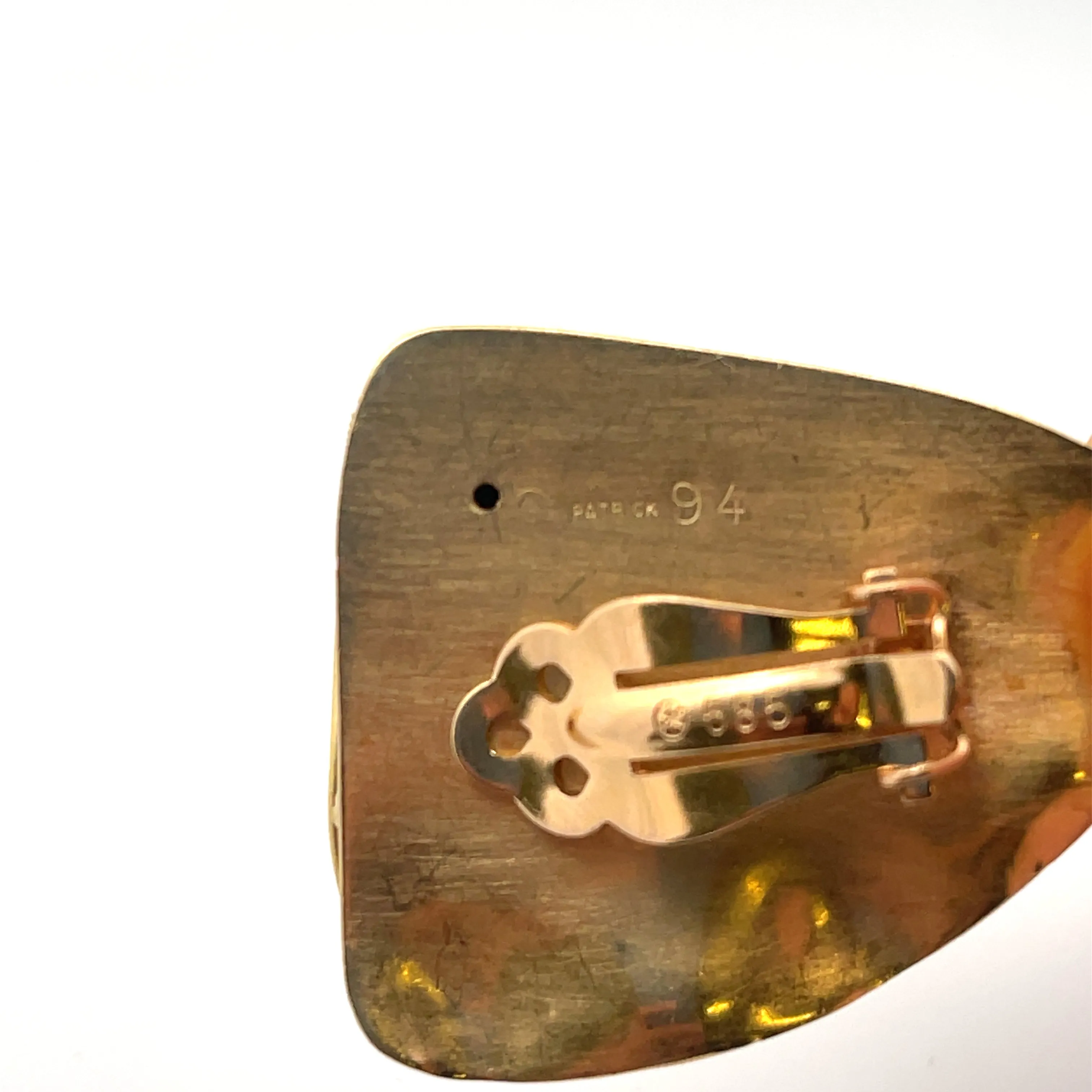 Natural Boulder Opal Clip-On Earrings 14K Yellow Gold