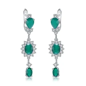 Natural Green Agate Vintage Drop Earrings