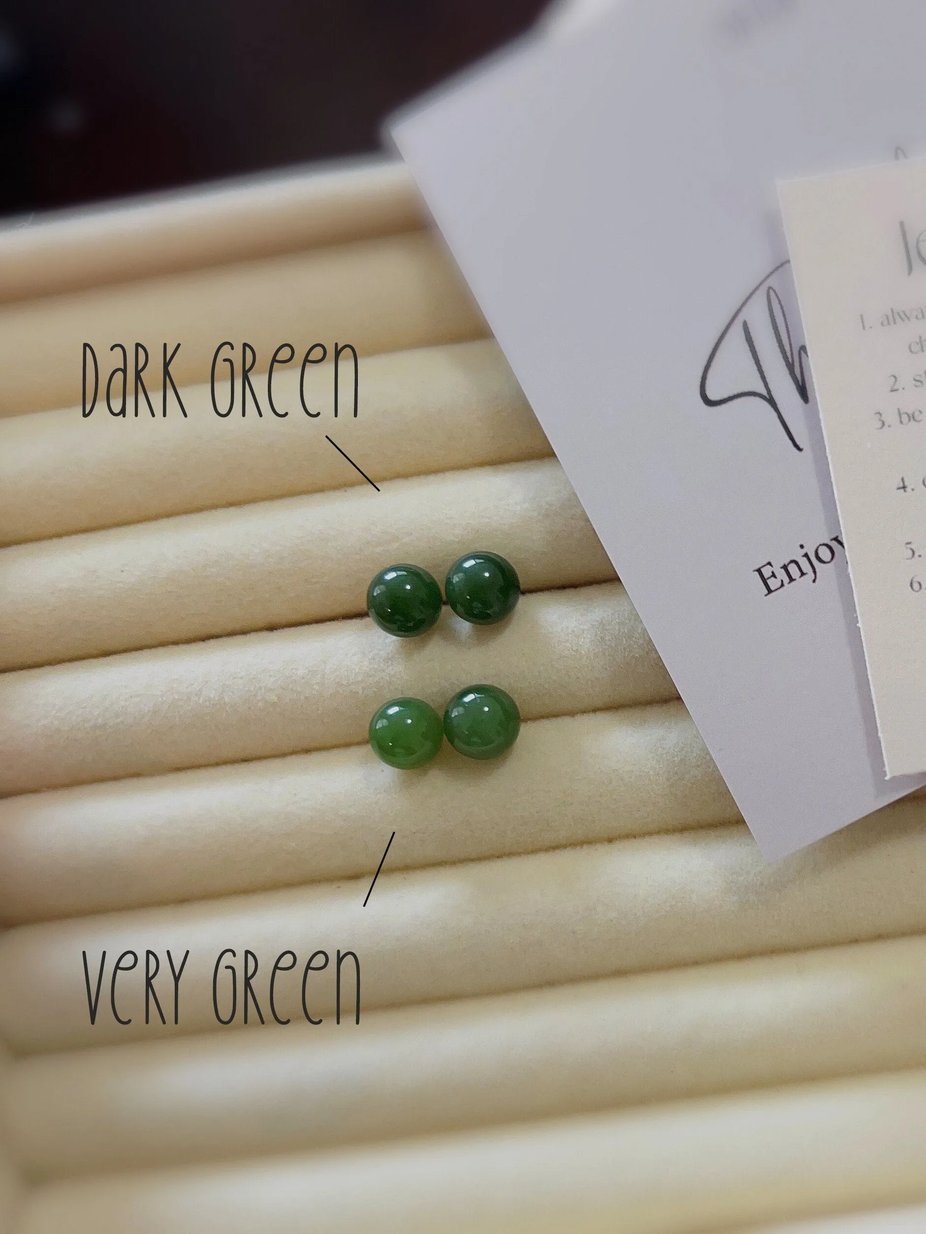 Natural Jade Stud Earrings (6mm 8mm 10mm)