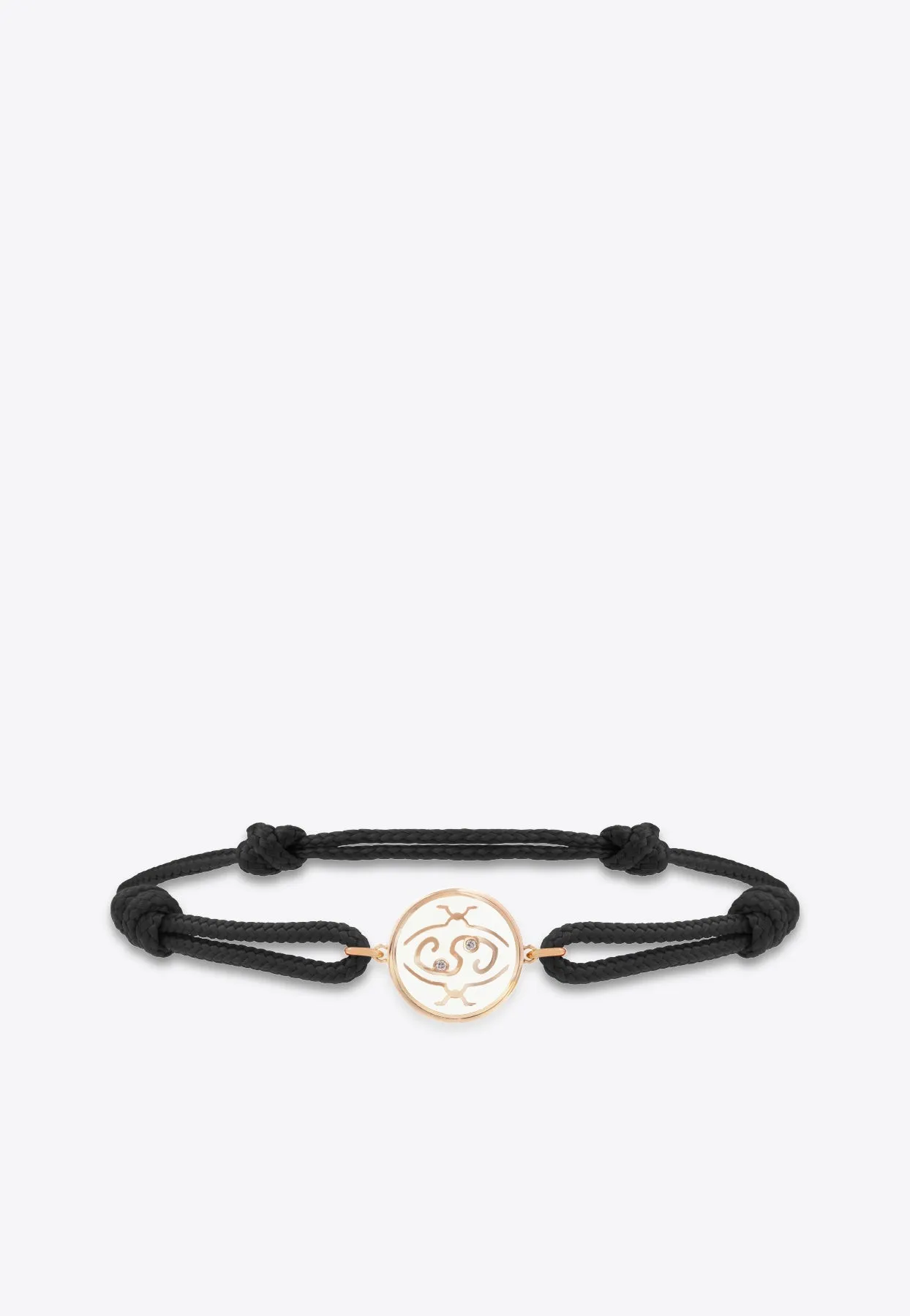 Nawal 'You Are My Sun and Moon' Cord Bracelet in 18-karat Rose Gold and White Diamonds