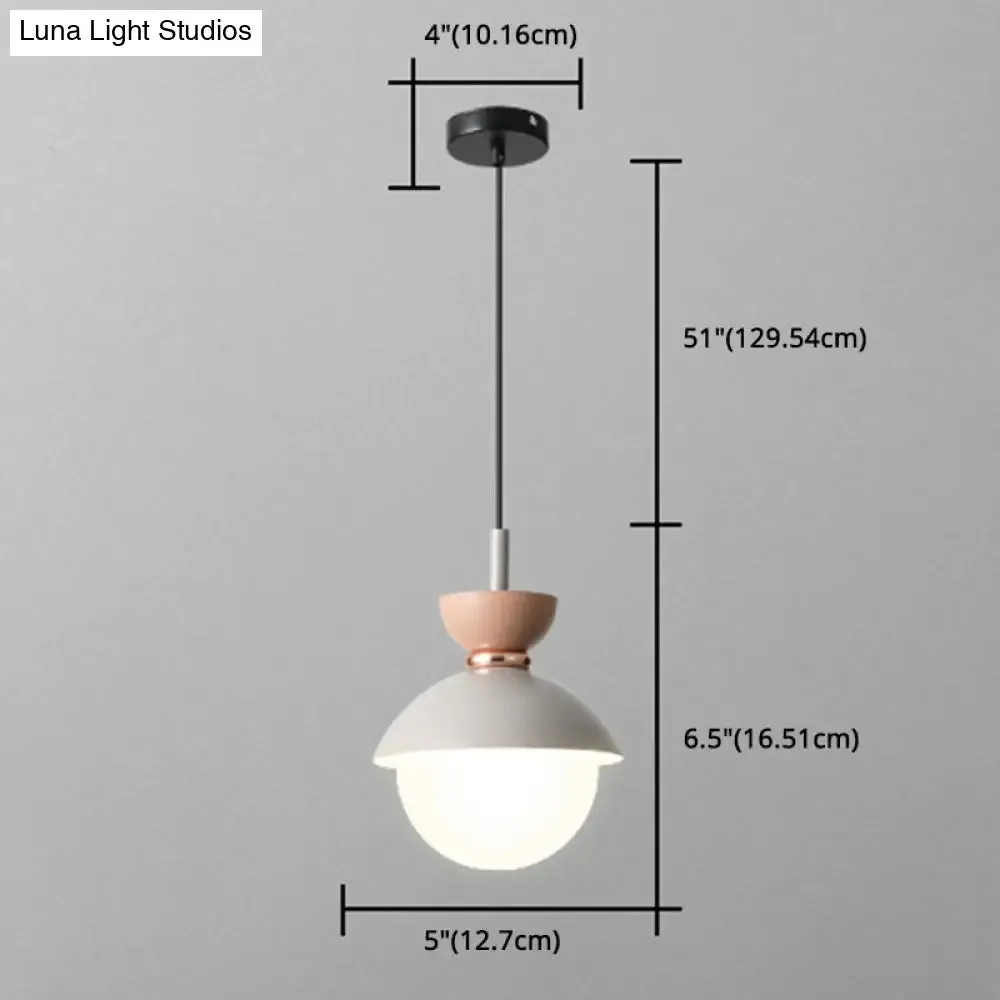 Nordic Macaroon Style Pendant Light with Frosted Glass Shade for Dining Room and Bedroom