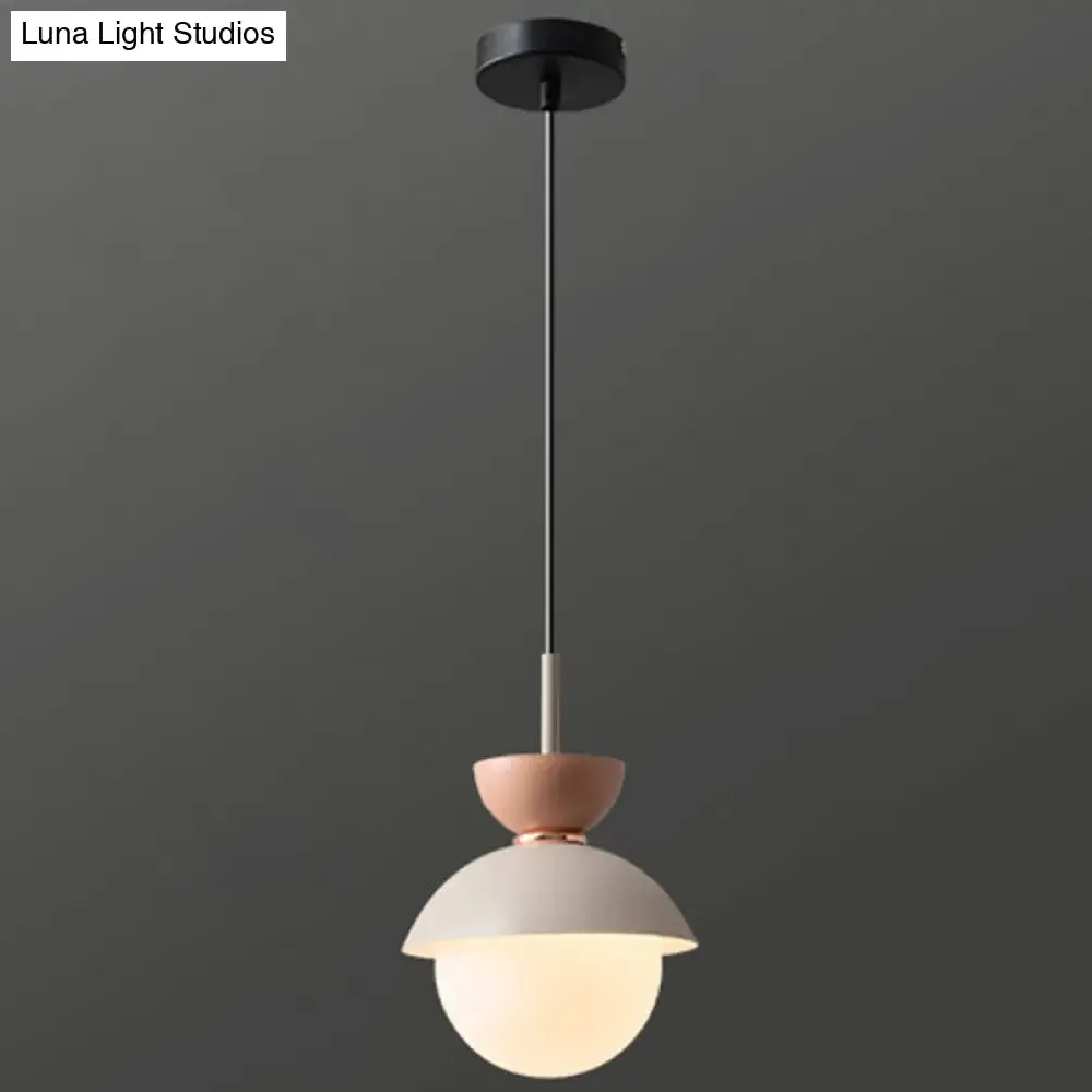 Nordic Macaroon Style Pendant Light with Frosted Glass Shade for Dining Room and Bedroom