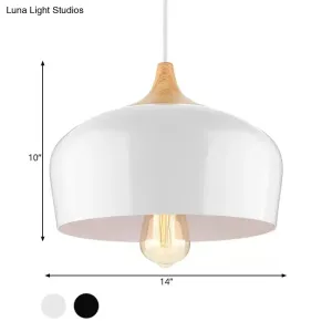 Nordic Metal Hanging Lamp with Bowl Shade - Black/White Suspension Light for Dining Room