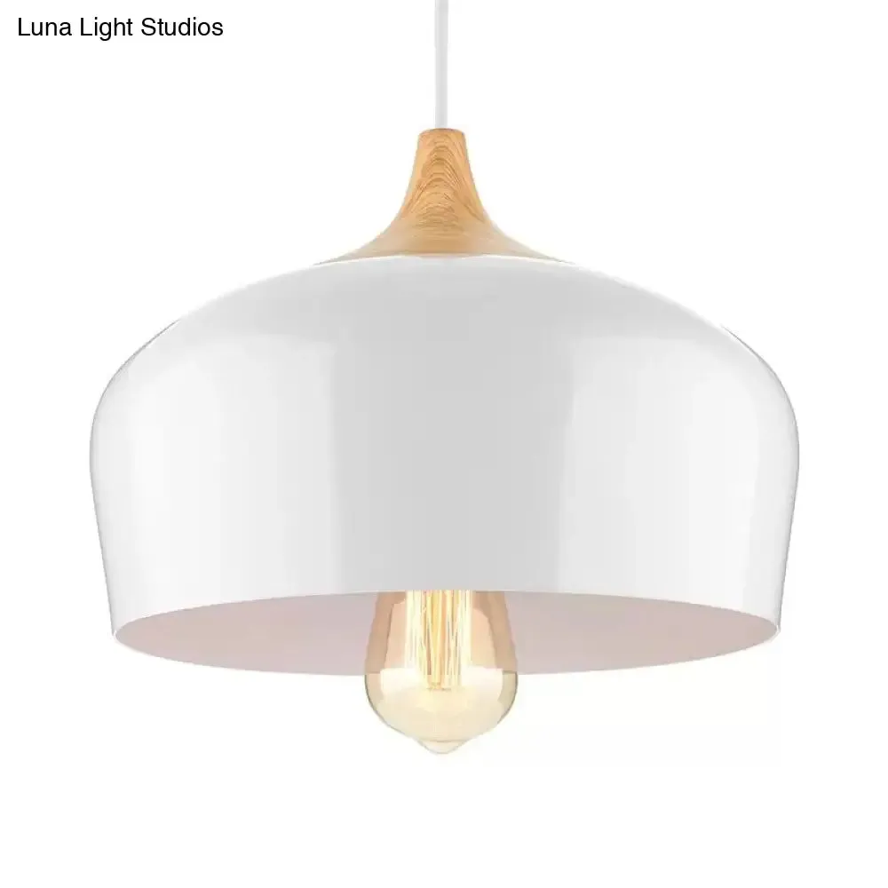 Nordic Metal Hanging Lamp with Bowl Shade - Black/White Suspension Light for Dining Room