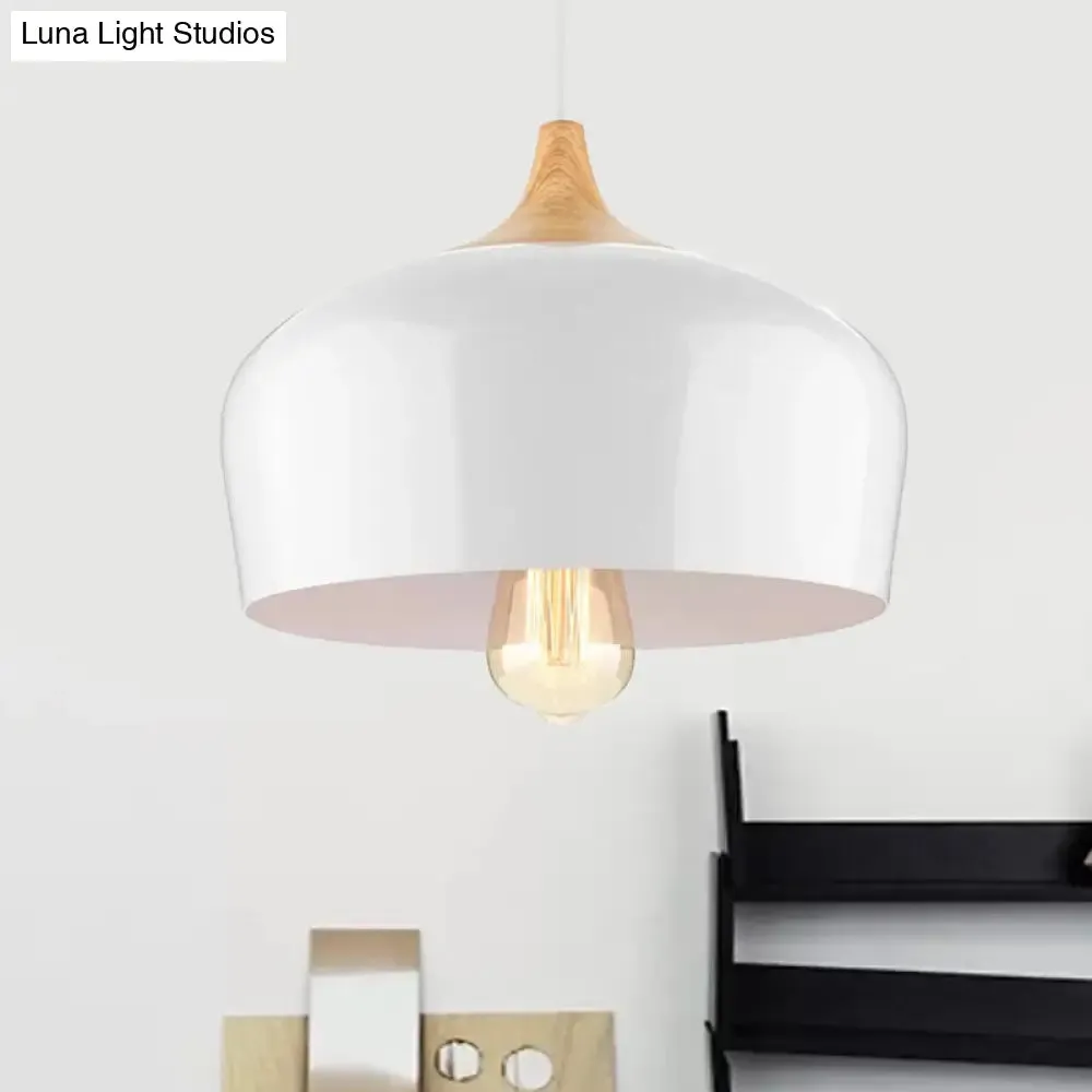 Nordic Metal Hanging Lamp with Bowl Shade - Black/White Suspension Light for Dining Room