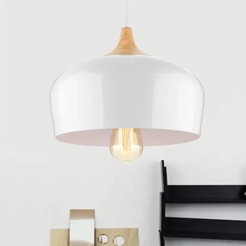 Nordic Metal Hanging Lamp with Bowl Shade - Black/White Suspension Light for Dining Room