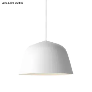 Nordic Style Dome Hanging Shade Ceiling 1 Light Metal Pendant Lamp in Black/Green for Bedroom