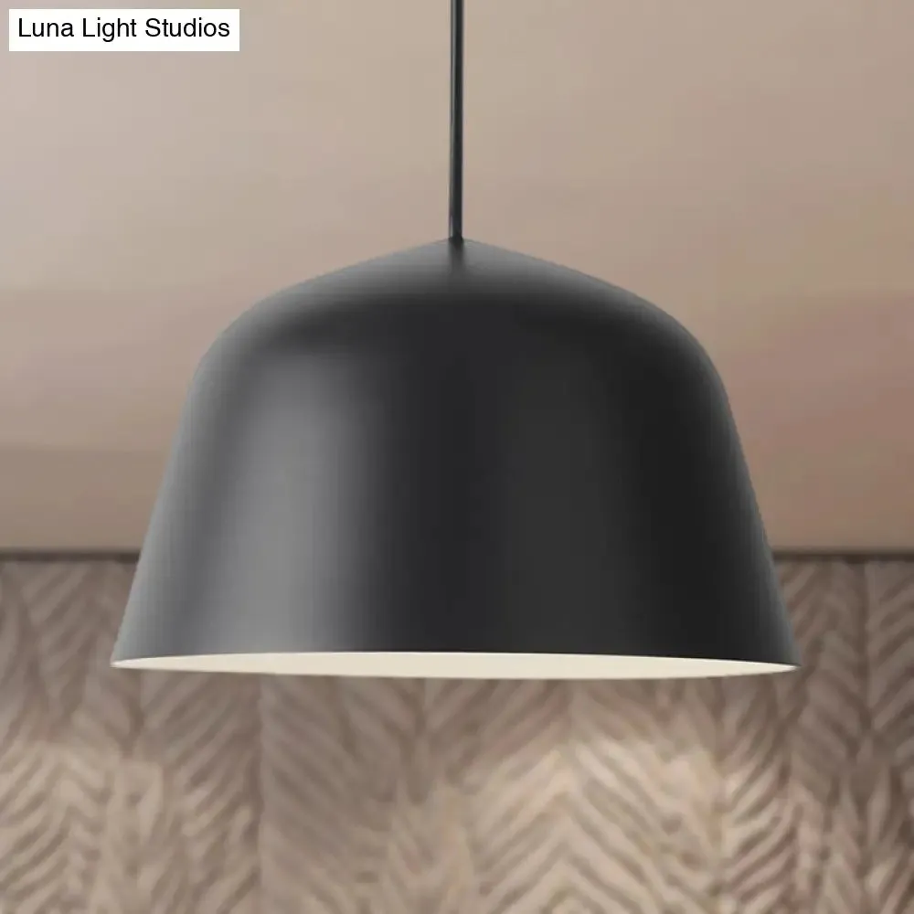 Nordic Style Dome Hanging Shade Ceiling 1 Light Metal Pendant Lamp in Black/Green for Bedroom