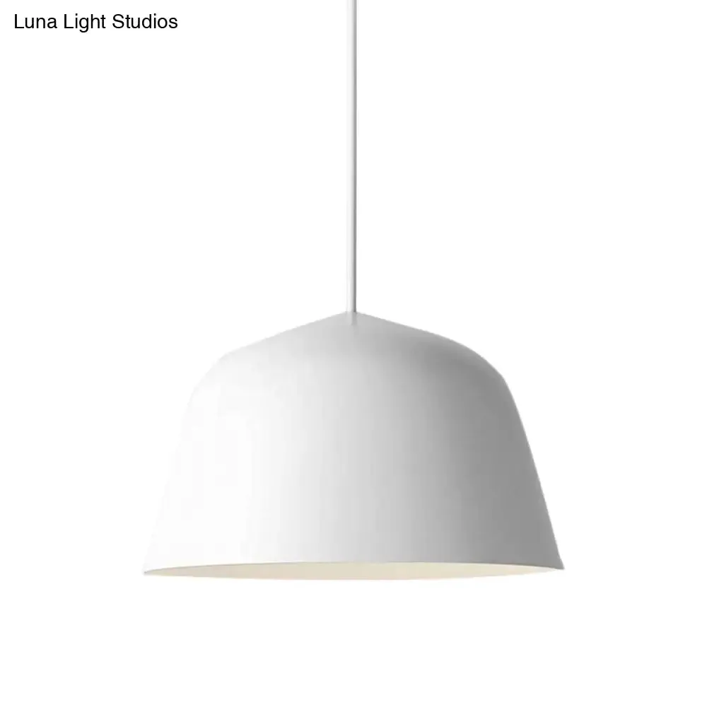 Nordic Style Dome Hanging Shade Ceiling 1 Light Metal Pendant Lamp in Black/Green for Bedroom