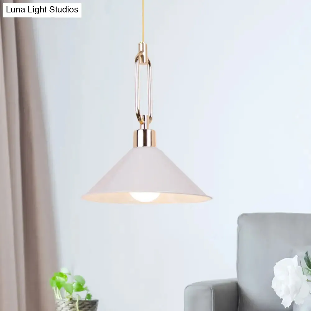 Nordic Tapered Shade Pendant Lighting - Black/White Metal Hanging Lamp (1 Bulb) for Table