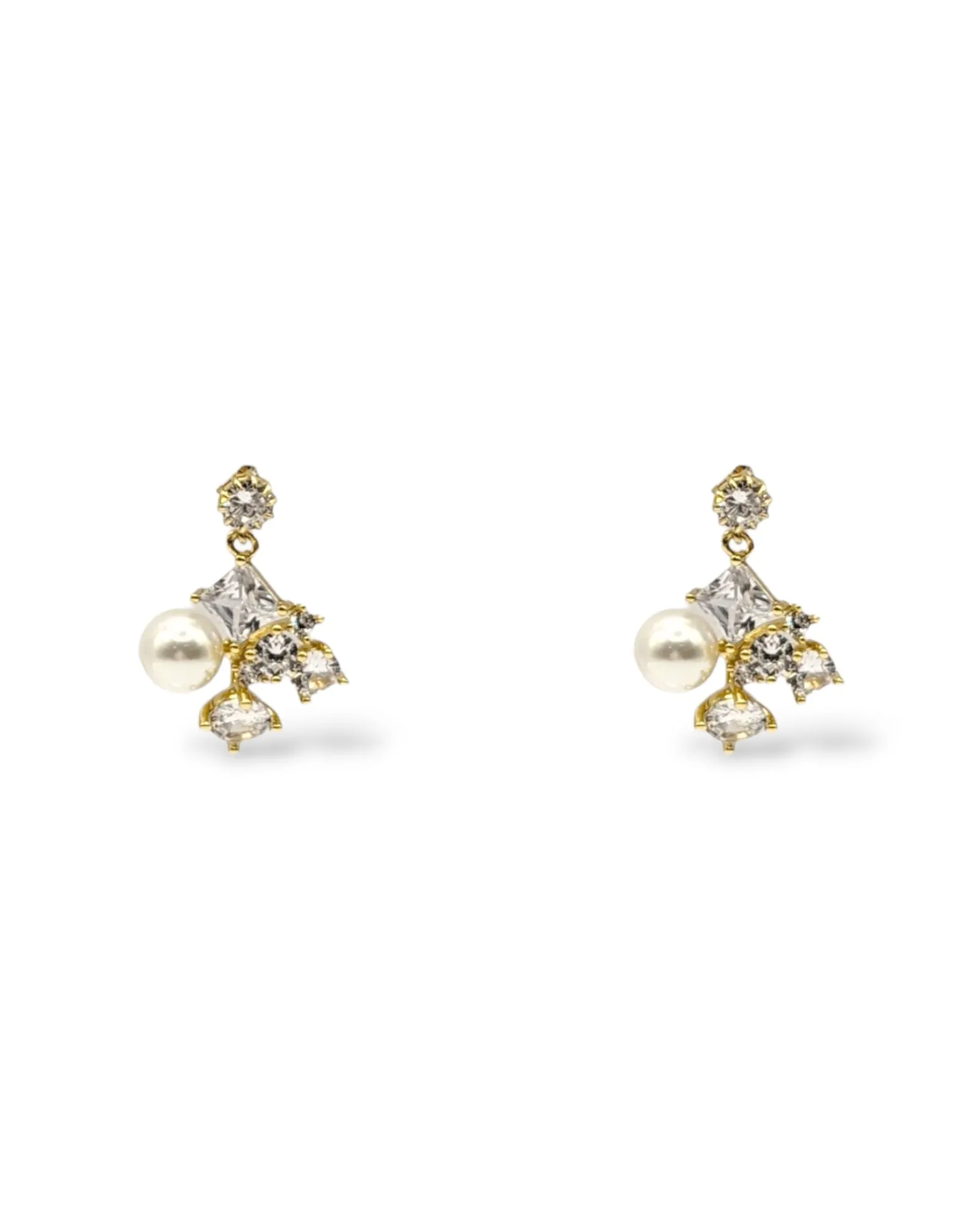 Odelia Large Crystal and Pearl Earrings