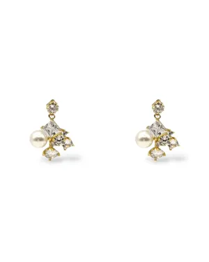 Odelia Large Crystal and Pearl Earrings