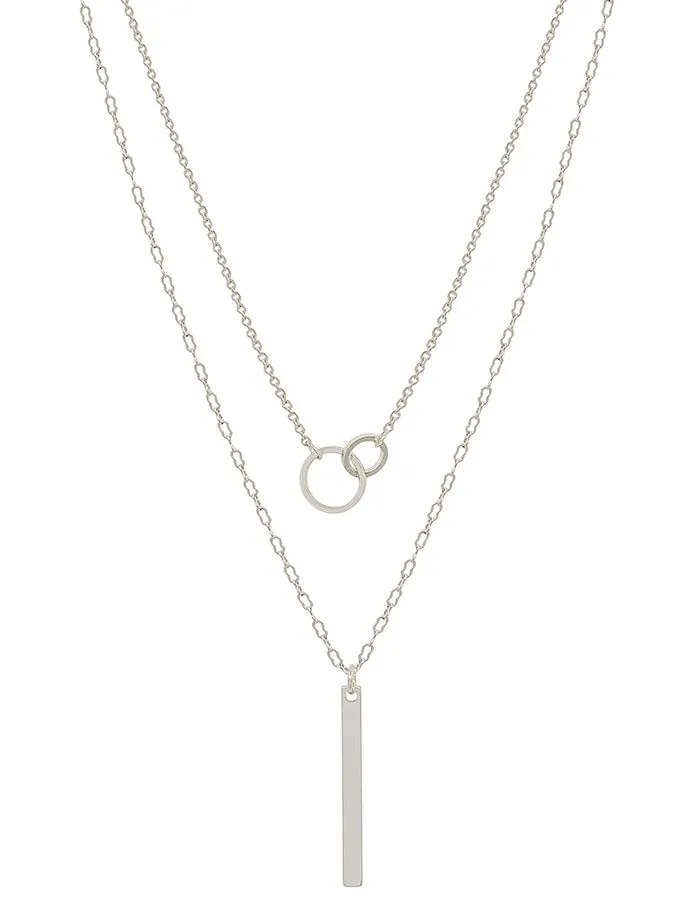 Open Linked Circle with Bar Layered Necklace