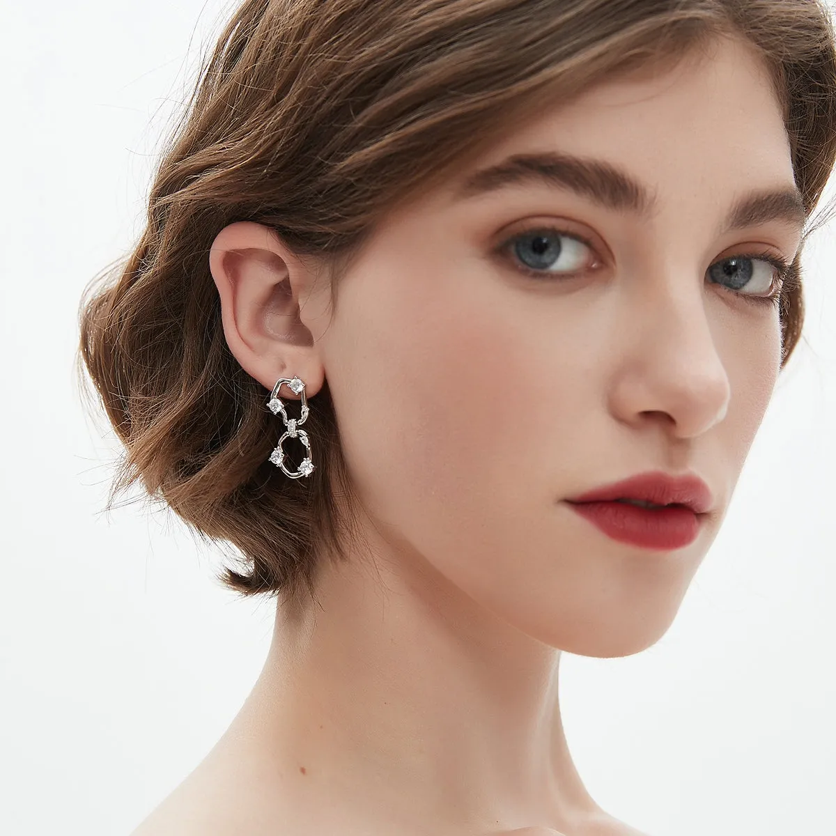 Orion Wavy Oval Drop Earrings