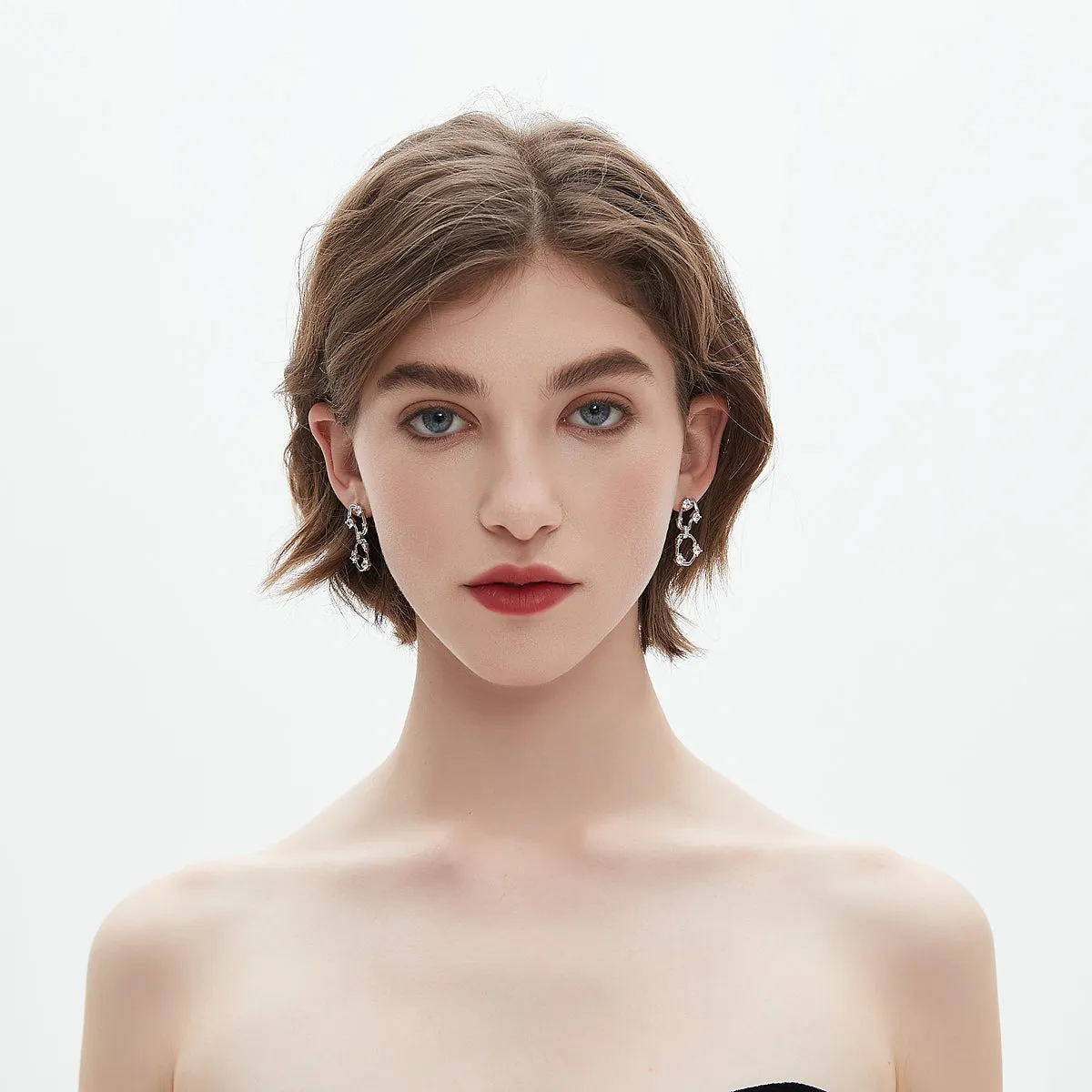 Orion Wavy Oval Drop Earrings