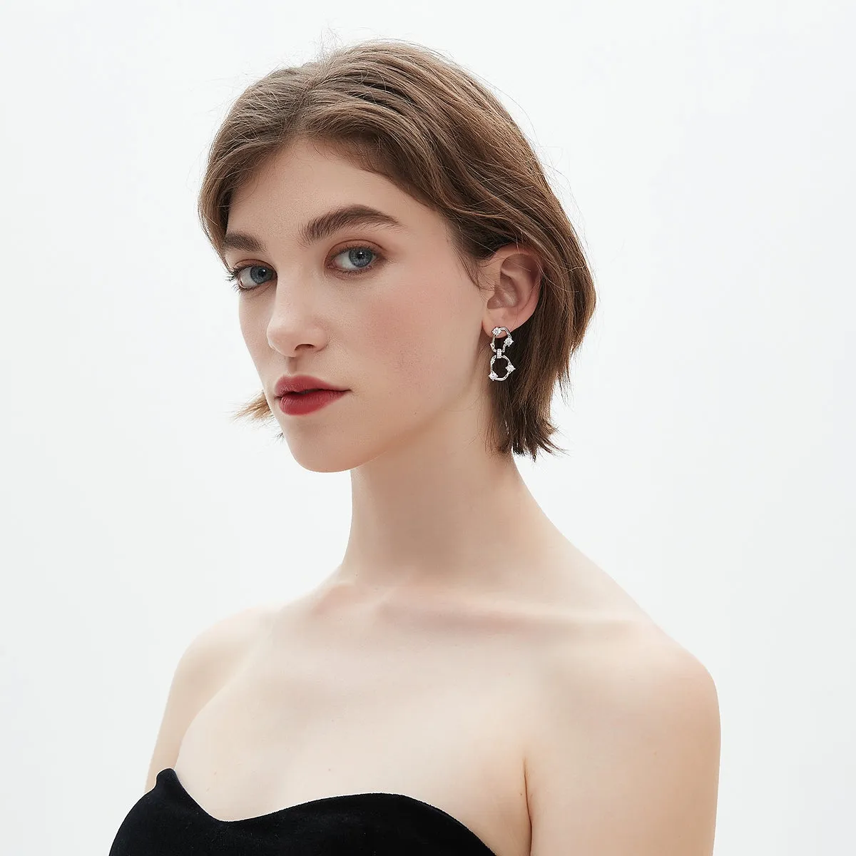 Orion Wavy Oval Drop Earrings