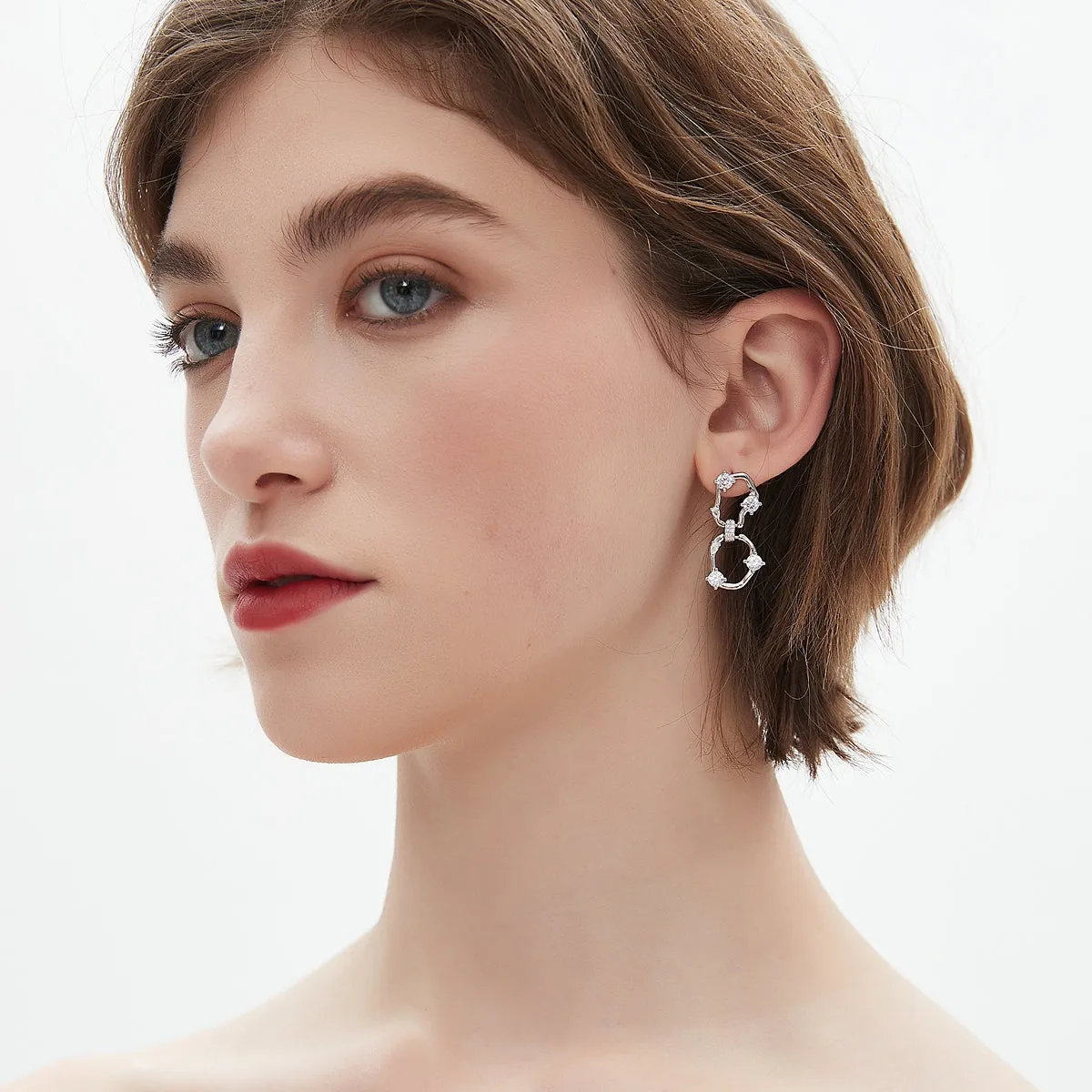 Orion Wavy Oval Drop Earrings