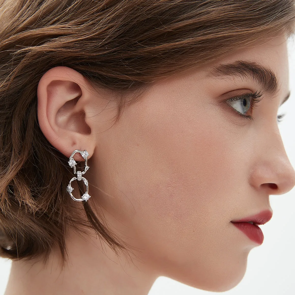 Orion Wavy Oval Drop Earrings