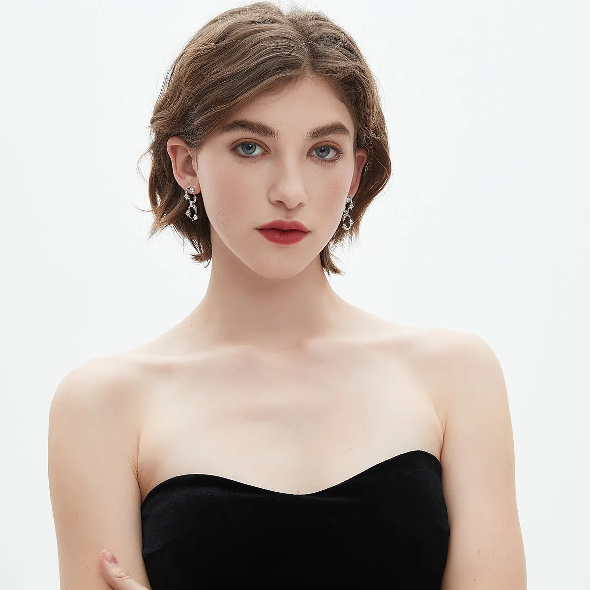 Orion Wavy Oval Drop Earrings