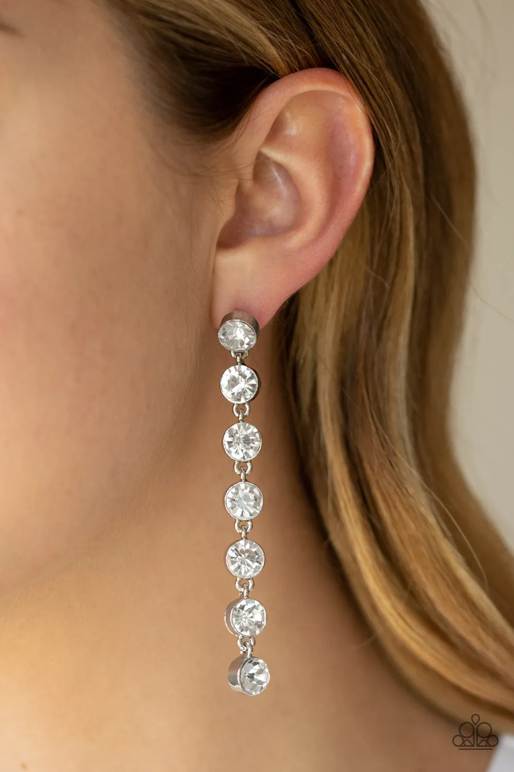 Paparazzi Dazzling Debonair White Post Earrings